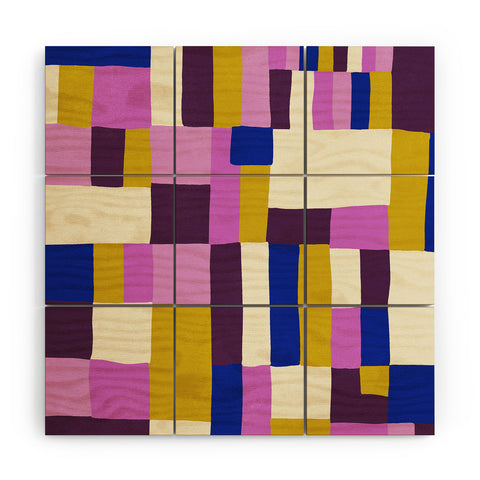 SunshineCanteen modern boho quilt Wood Wall Mural