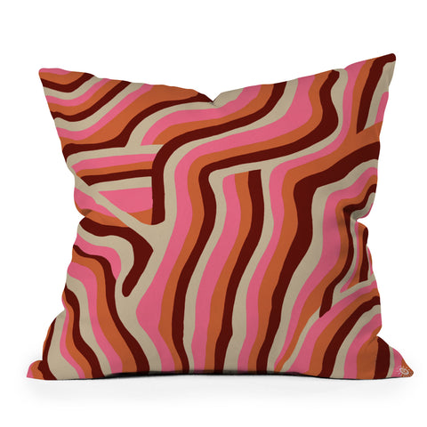 SunshineCanteen neon pink retro zebra Outdoor Throw Pillow
