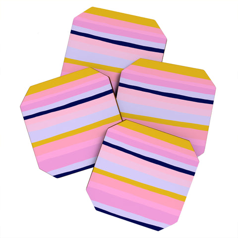 SunshineCanteen ojai stripes Coaster Set