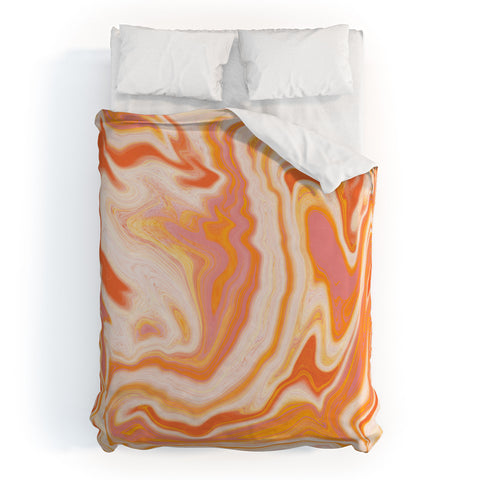 SunshineCanteen orange marble Duvet Cover