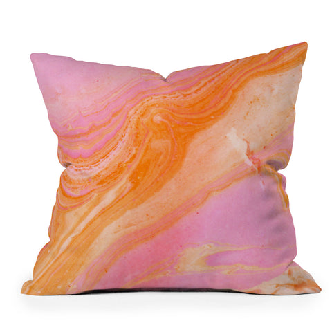SunshineCanteen pink agate gemstone Outdoor Throw Pillow