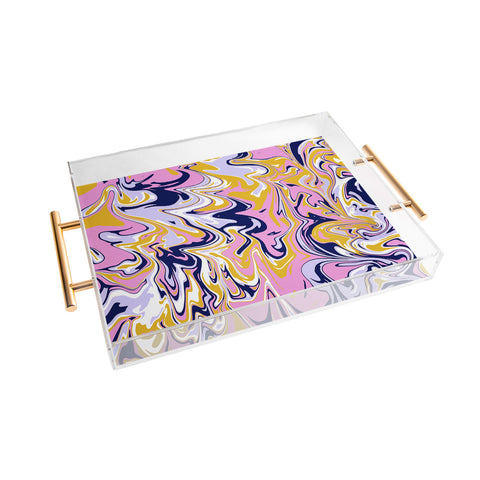 SunshineCanteen pink navy gold marble Acrylic Tray