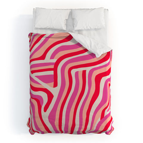 SunshineCanteen pink zebra stripes Duvet Cover