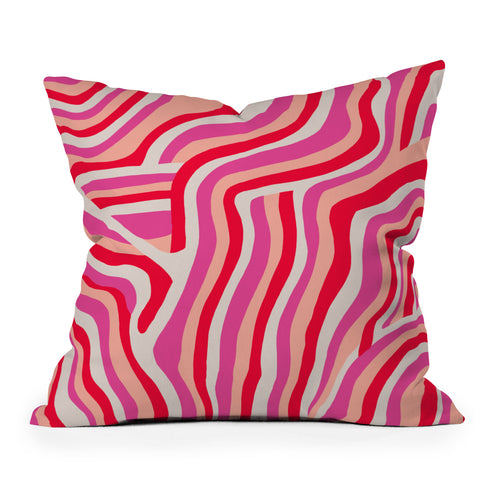 SunshineCanteen pink zebra stripes Outdoor Throw Pillow