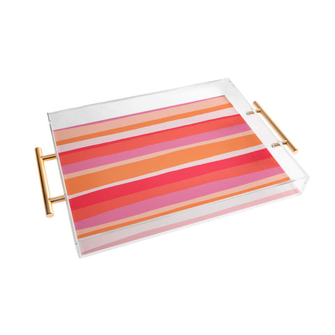 SunshineCanteen rosalita warm sunset stripes Acrylic Tray