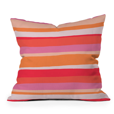 SunshineCanteen rosalita warm sunset stripes Outdoor Throw Pillow