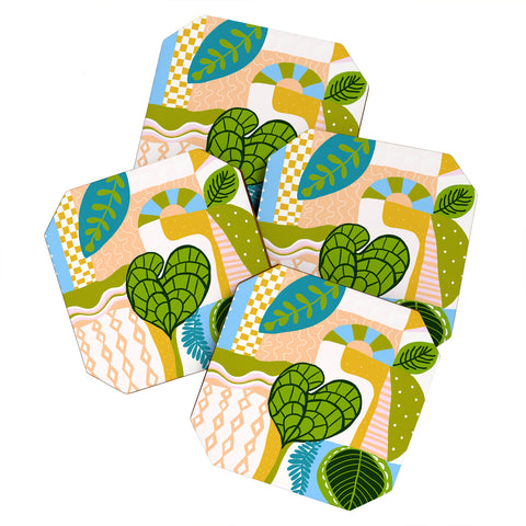 SunshineCanteen tropical boho vibes Coaster Set