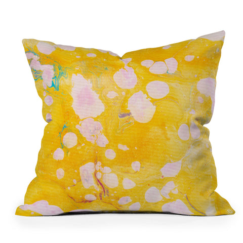 SunshineCanteen yellow cosmic marble Outdoor Throw Pillow