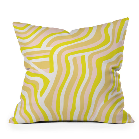 SunshineCanteen yellow zebra stripes Outdoor Throw Pillow