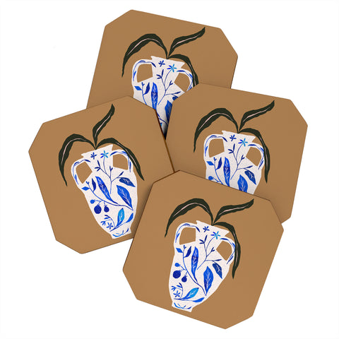 Superblooming Dynasty Vase with Citrus Blossoms Coaster Set
