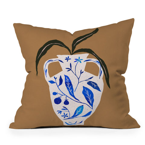 Superblooming Dynasty Vase with Citrus Blossoms Outdoor Throw Pillow