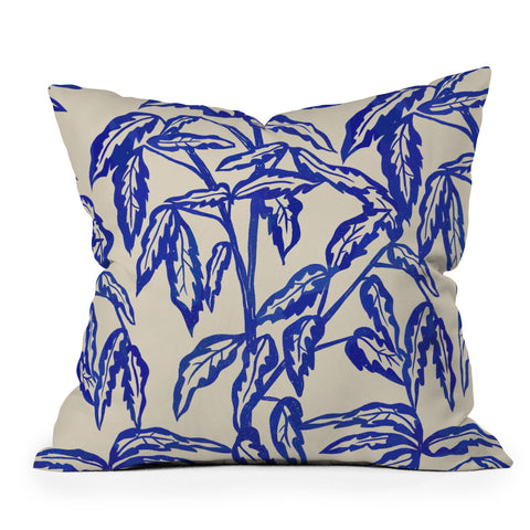 Superblooming Minimal Blue Plant Outdoor Throw Pillow