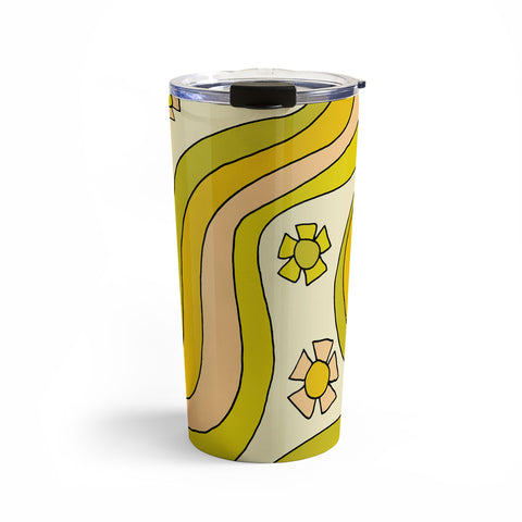 surfy birdy groovy rainbow flower power Travel Mug