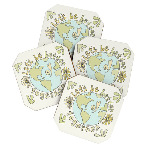 surfy birdy lets be better together Coaster Set