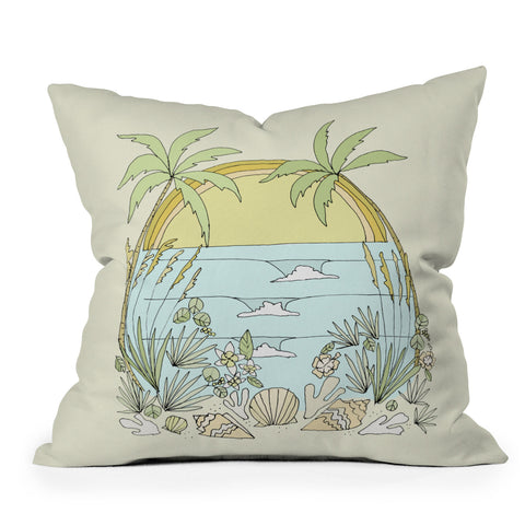 surfy birdy tropical vibes fl sunshine Outdoor Throw Pillow
