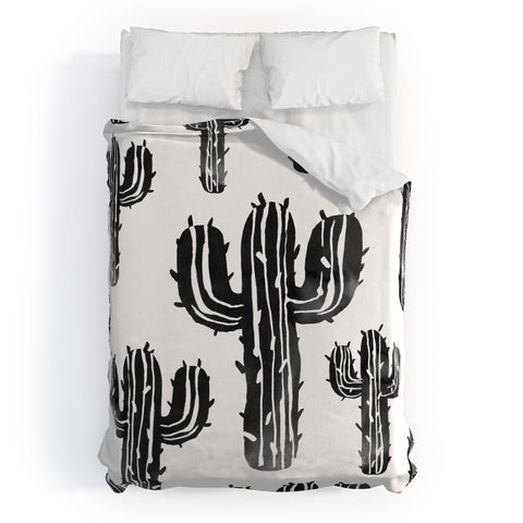 Susanne Kasielke Cactus Party Desert Matcha Black and White Duvet Cover