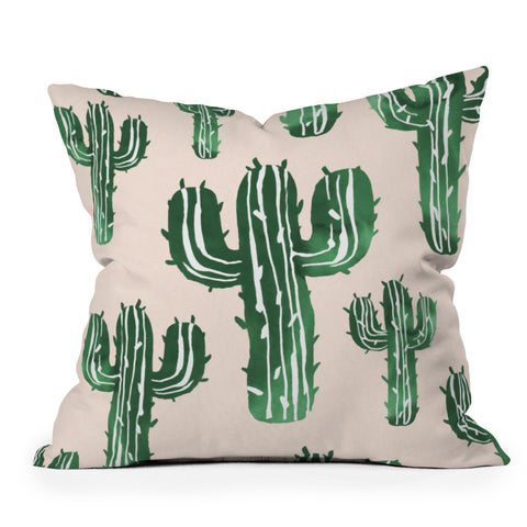 Susanne Kasielke Cactus Party Desert Matcha Outdoor Throw Pillow
