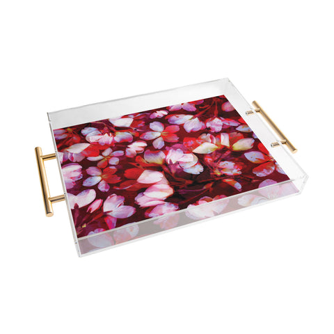 Susanne Kasielke Cherry Blossoms Red Acrylic Tray