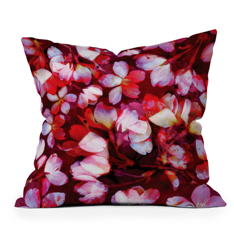 Susanne Kasielke Cherry Blossoms Red Outdoor Throw Pillow
