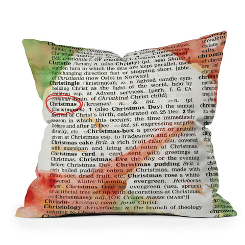 Susanne Kasielke Christmas Dictionary Art Outdoor Throw Pillow
