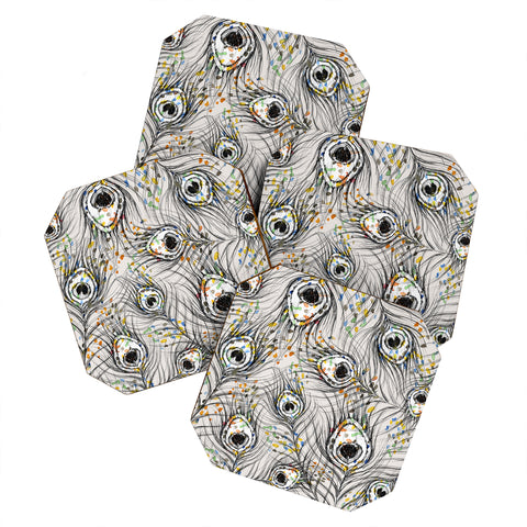 Susanne Kasielke Confetti Peacock Feathers Coaster Set