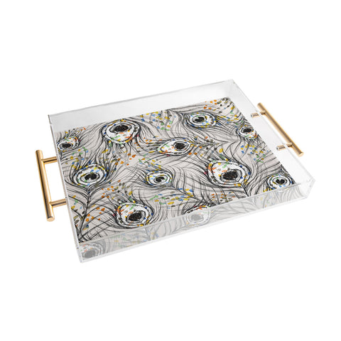 Susanne Kasielke Confetti Peacock Feathers Acrylic Tray
