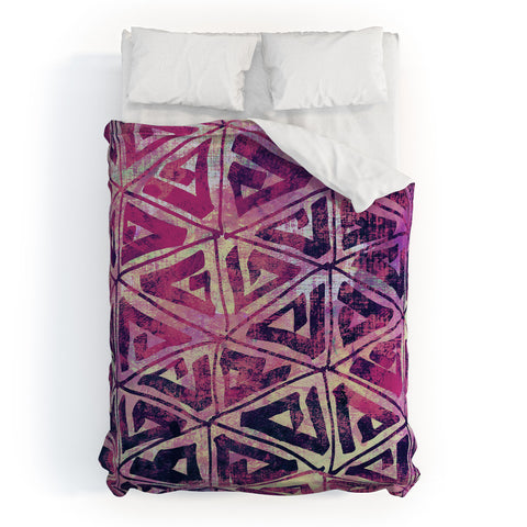 Susanne Kasielke Geometric Folk Triangles Duvet Cover