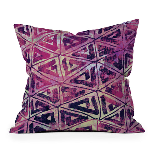 Susanne Kasielke Geometric Folk Triangles Outdoor Throw Pillow