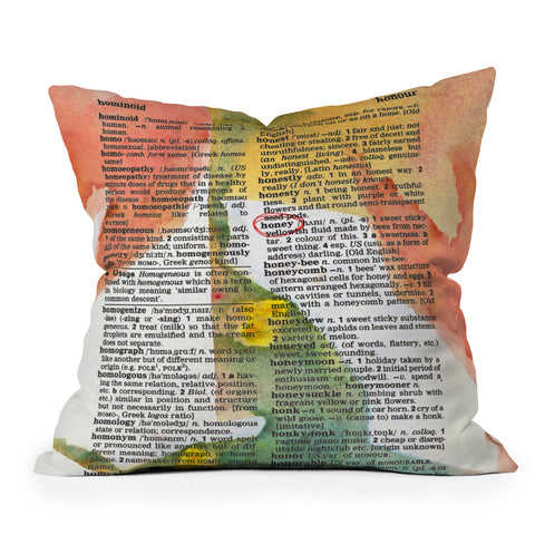 Susanne Kasielke Honey Dictionary Art Outdoor Throw Pillow