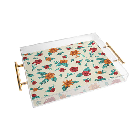 Susanne Kasielke Retro Vintage Florals Acrylic Tray