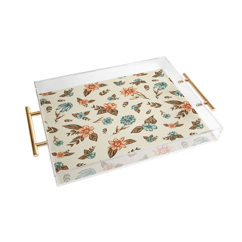 Susanne Kasielke Retro Vintage Florals Neutral Acrylic Tray