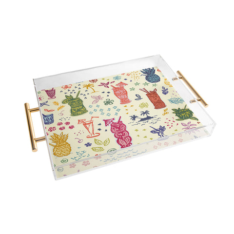 Susanne Kasielke Retro Vintage Tiki Bar 1 Acrylic Tray