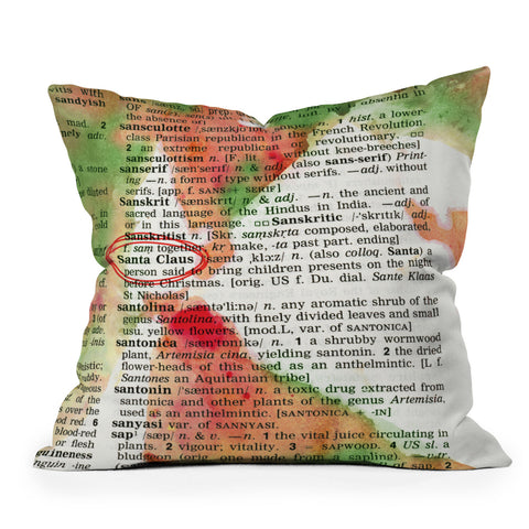 Susanne Kasielke Santa Claus Dictionary Art Outdoor Throw Pillow