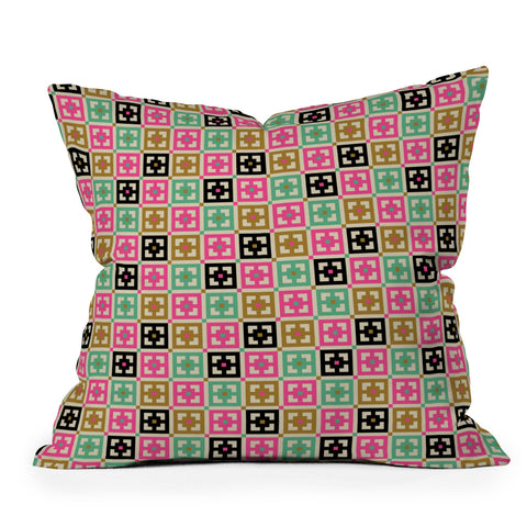 Tammie Bennett Gridsquares Outdoor Throw Pillow