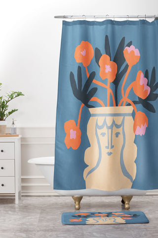 Tasiania Antique head vase Shower Curtain And Mat