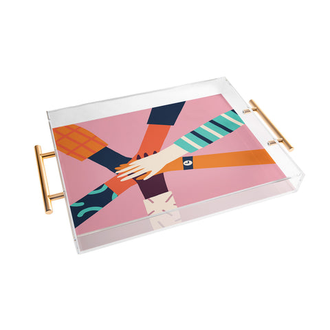 Tasiania Holding hands circle Acrylic Tray
