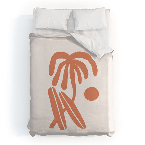 Tasiania Palm and surfboards Duvet Cover