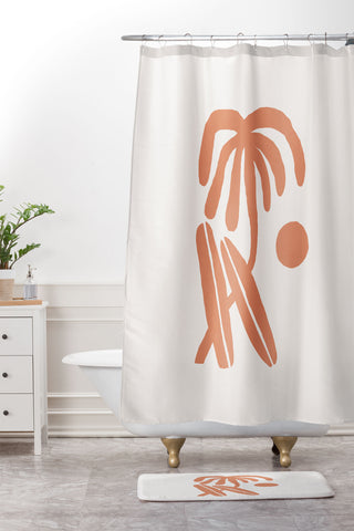 Tasiania Palm and surfboards Shower Curtain And Mat