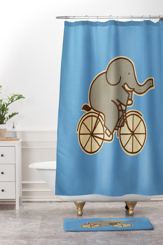 Terry Fan Elephant Cycle Shower Curtain And Mat