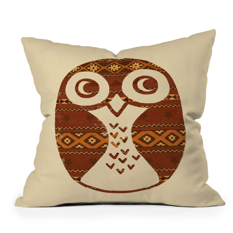 Terry Fan Navajo Owl Outdoor Throw Pillow
