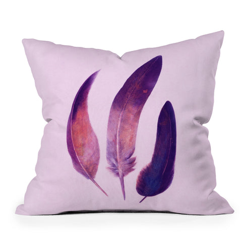 Terry Fan Purple Feathers Outdoor Throw Pillow