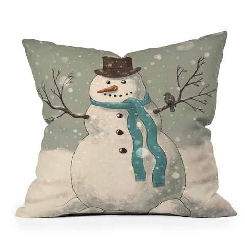 Terry Fan Snowman Outdoor Throw Pillow
