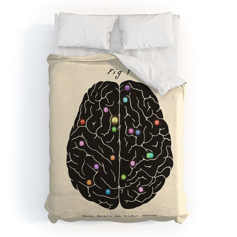 Terry Fan Your Brain On Video Games Duvet Cover