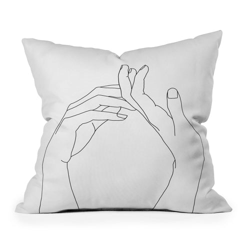 The Colour Study Hands line drawing Abi Outdoor Throw Pillow
