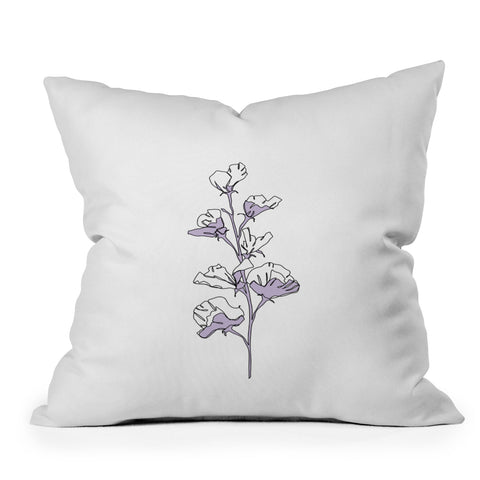The Colour Study Lilac Cotton Flower Outdoor Throw Pillow