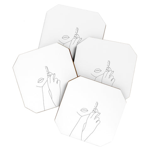 The Colour Study Minimalist face illustration Coaster Set