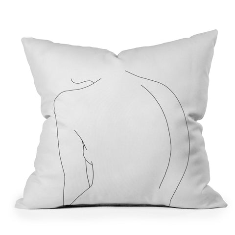 The Colour Study Nude back line drawing Alex Outdoor Throw Pillow