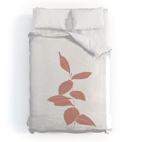 The Colour Study Plant Drawing Berry Pink Duvet Cover