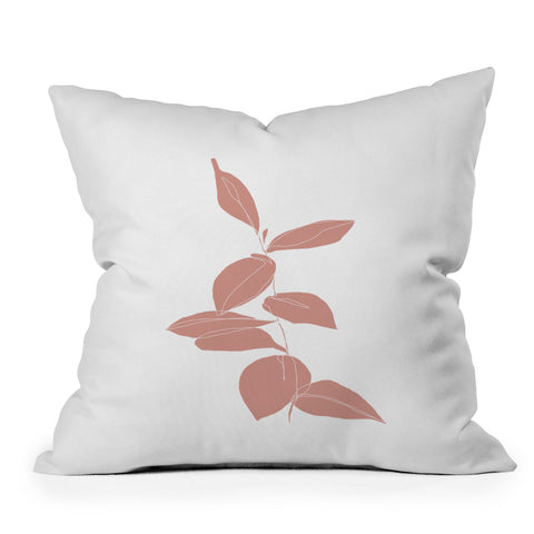 The Colour Study Plant Drawing Berry Pink Outdoor Throw Pillow
