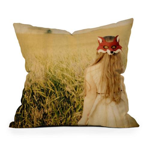 The Light Fantastic Fox Girl Outdoor Throw Pillow